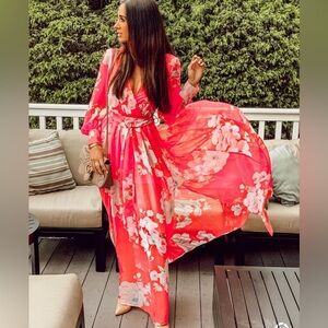 PINK LILY SLEEVED MAXI DRESS